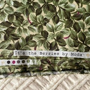 Moda quilt fabric green leaves vines It’s The Berries